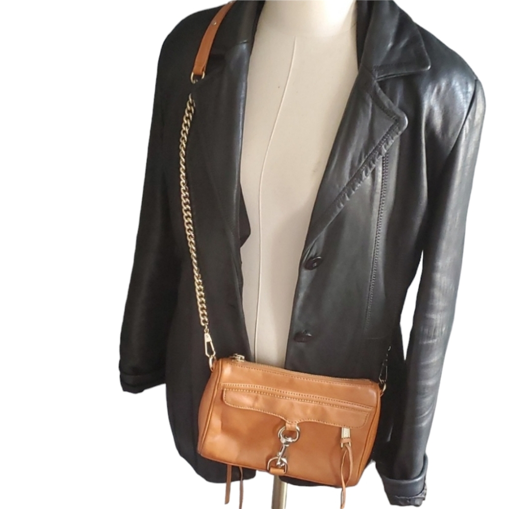 Rebecca minkoff tan leather crossbody bag purse